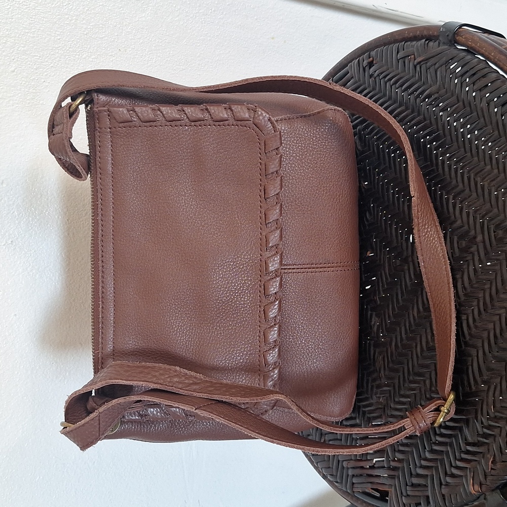The Sak Brown Shoulder Bag Leather Long Strap